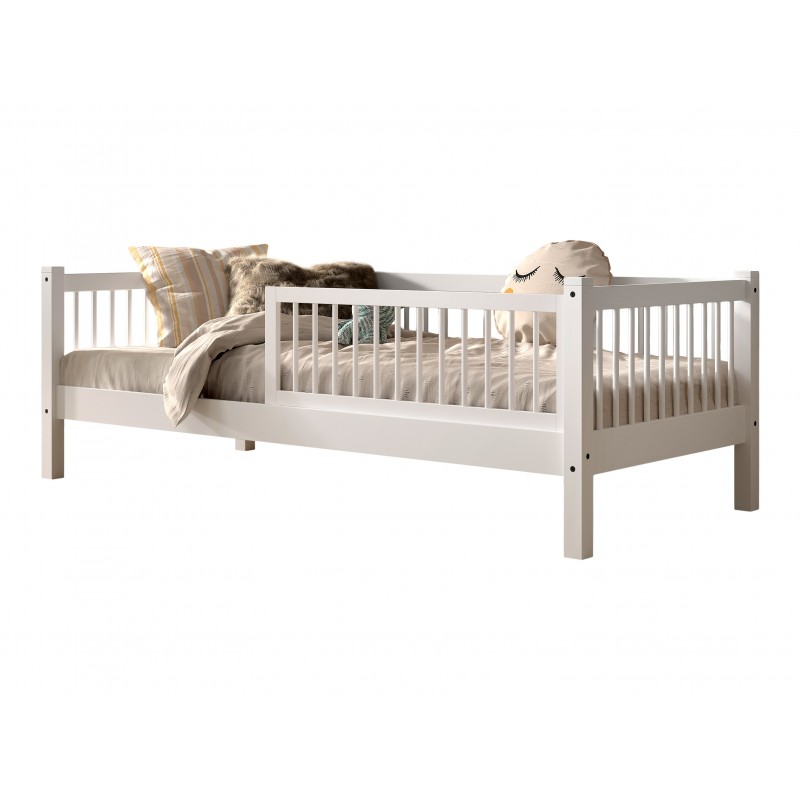 Børneseng 90 x 200 med sengehest – Forrest Beech, hvid billede