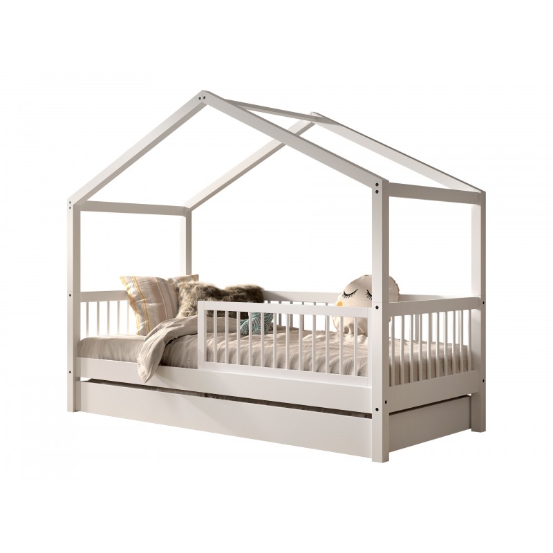 Køjeseng hus med skuffe - Forrest Beech sæt, hvid (90 × 200 cm + 90 × 190 cm)