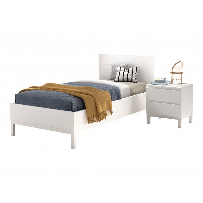 Enkeltseng med natbord 90 x 200 – Eva sæt, hvid billede
