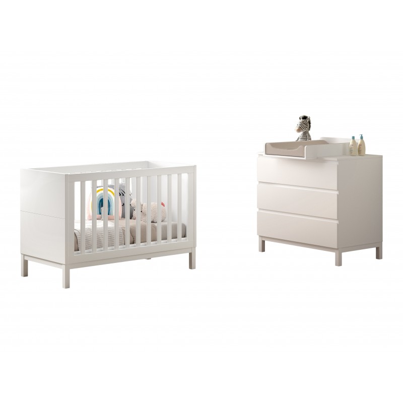 Babyseng og puslekommode sæt 60 × 120 cm – Eva, hvid billede
