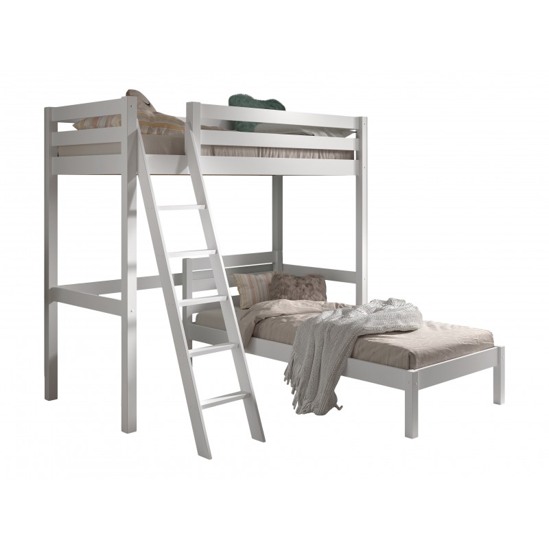 Køjeseng med hjørneløsning 90 x 200 – Pino, hvid billede