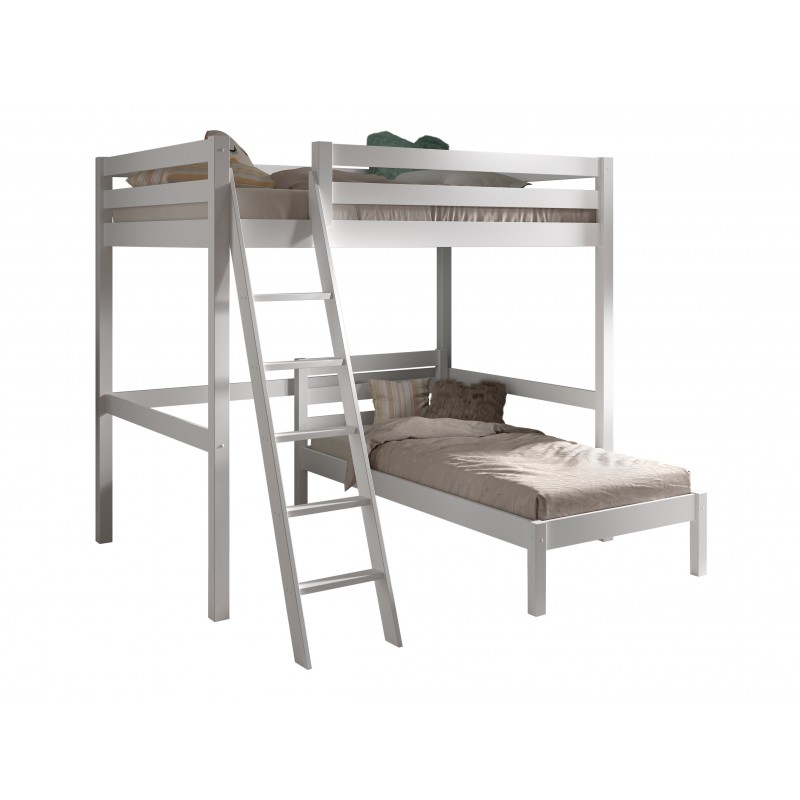 Køjeseng med hems Pino sæt 140 x 200 cm – hvid billede