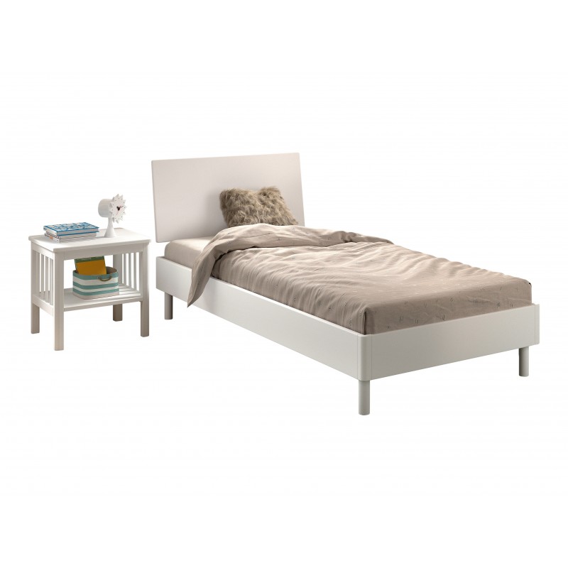 Enkeltseng med natbord 90 x 200 – Forrest Bøg, hvid billede