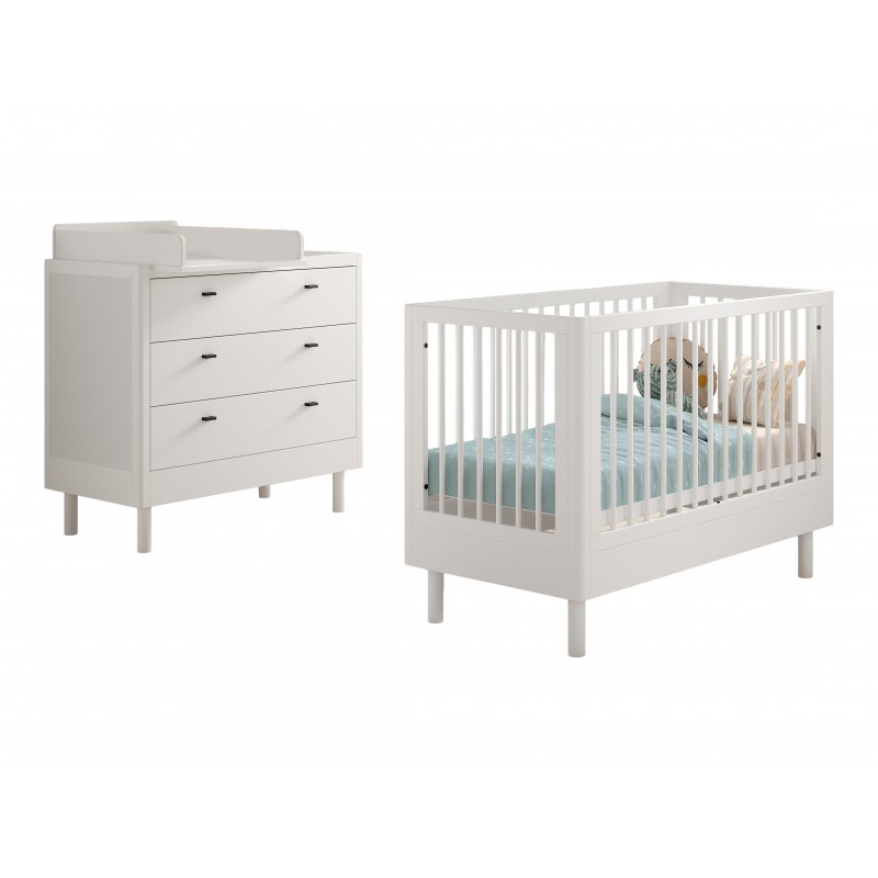 Baby sengesæt med puslekommode – Forrest Beech (60 × 120 cm), hvid billede