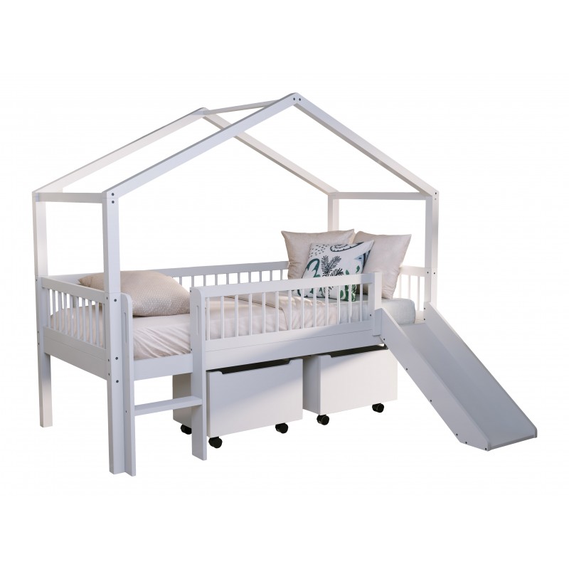Børneseng med rutsjebane Forrest Beech 90 x 200 cm – hvid