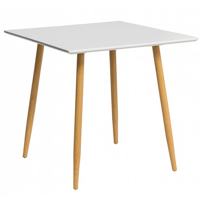 Polar Spisebord  75 x 75 - Hvid med Naturben billede