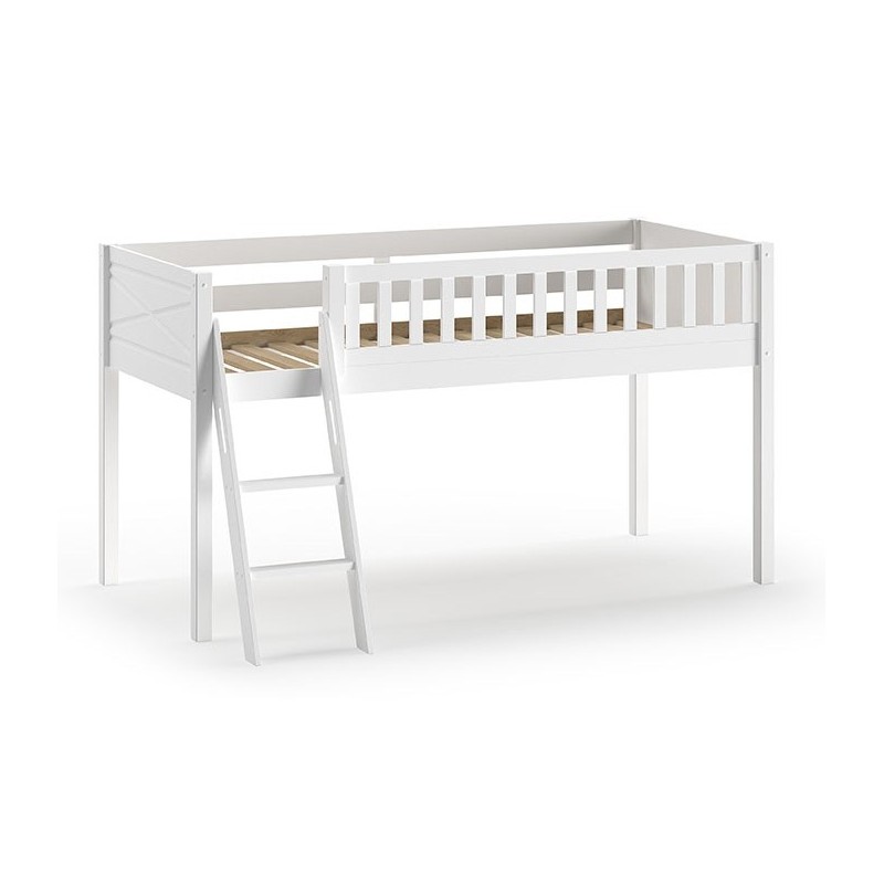 Halvhøj seng 90 x 200 cm - Scott, hvid