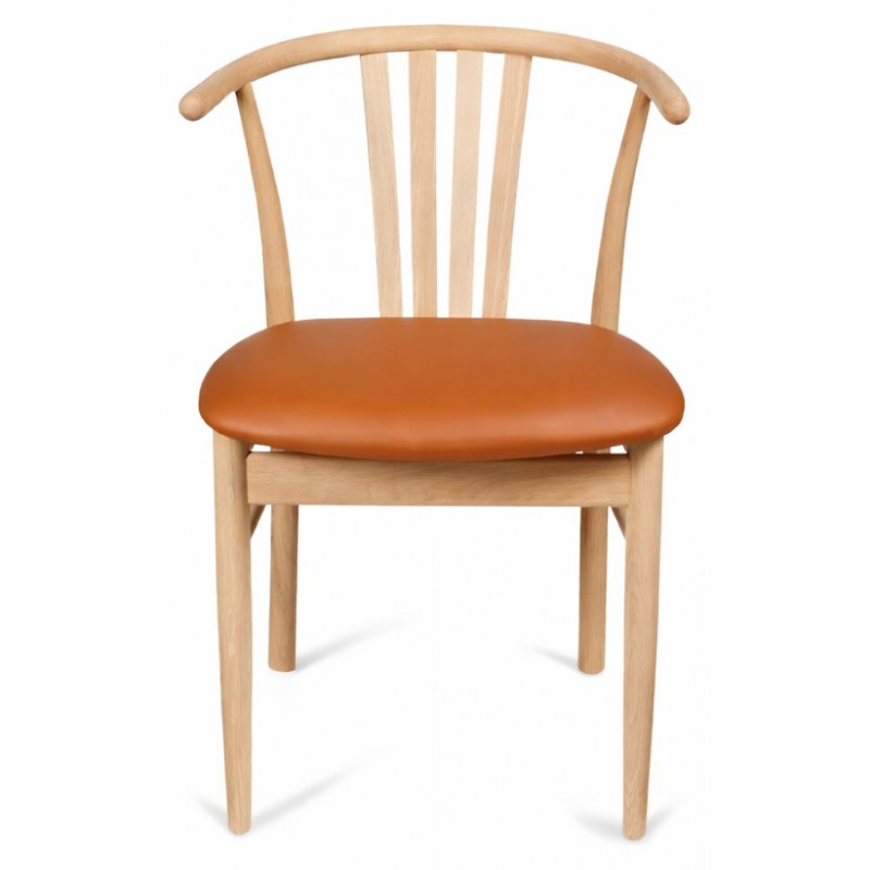 Jane spisebordsstol - ubehandlet eg - Cognac ægte læder