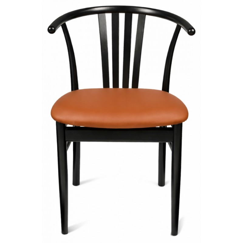 Jane spisebordsstol Cognac læder - sortlakeret bøg