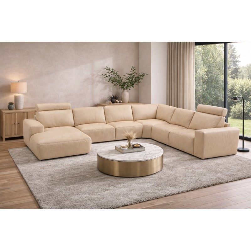 Hjort Knudsen Aarhus Læder hjørnesofa med chaiselong - Venstrevendt