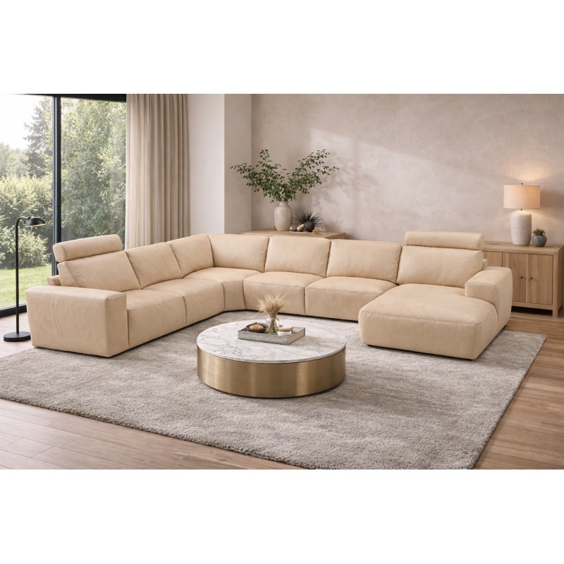 Hjort Knudsen Aarhus Læder hjørnesofa med chaiselong - Højrevendt