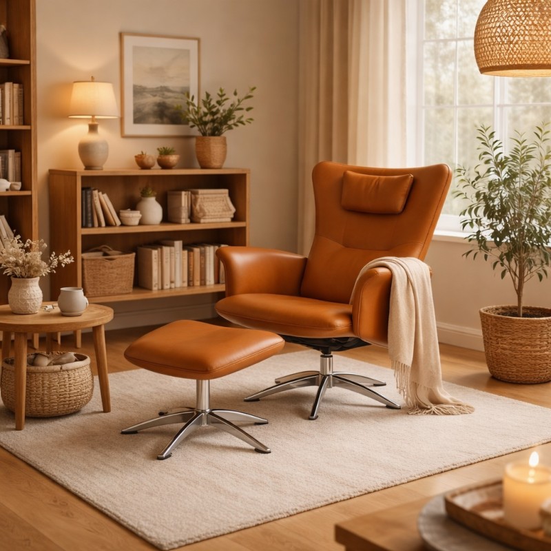 Hjort Knudesen Opus lænestol i Cognac Semianilinlæder