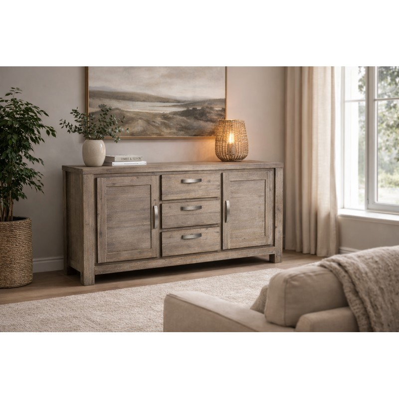 Alaska Skænk med 2 låger og 2 skuffer i brunbejdset Akacietræ