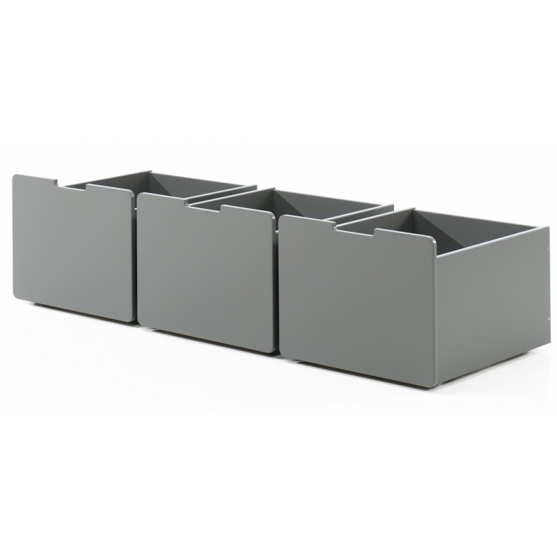 Legetøjskasse sæt med 3 skuffer – Pino, grå billede