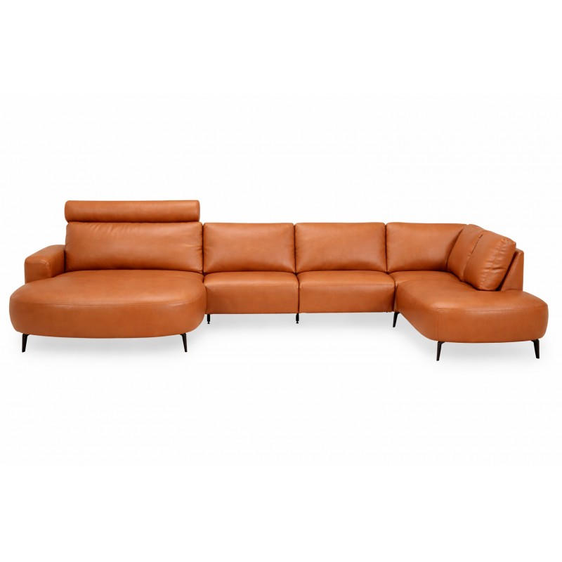 Hjort Knudsen Lolland læder U-sofa Venstrevendt