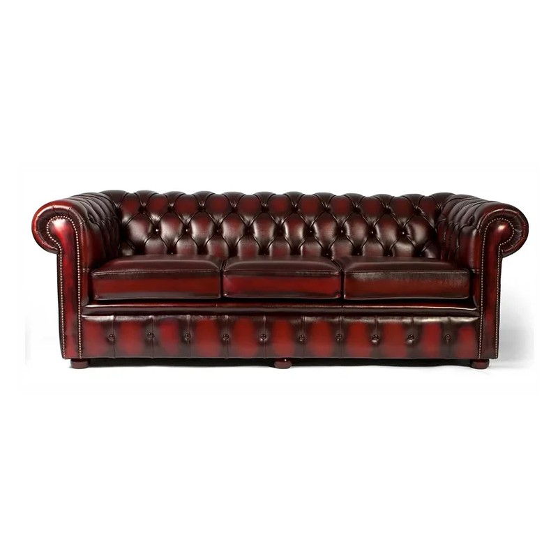 Liverpool Chesterfield 3 pers. sofa - Oxblod læder