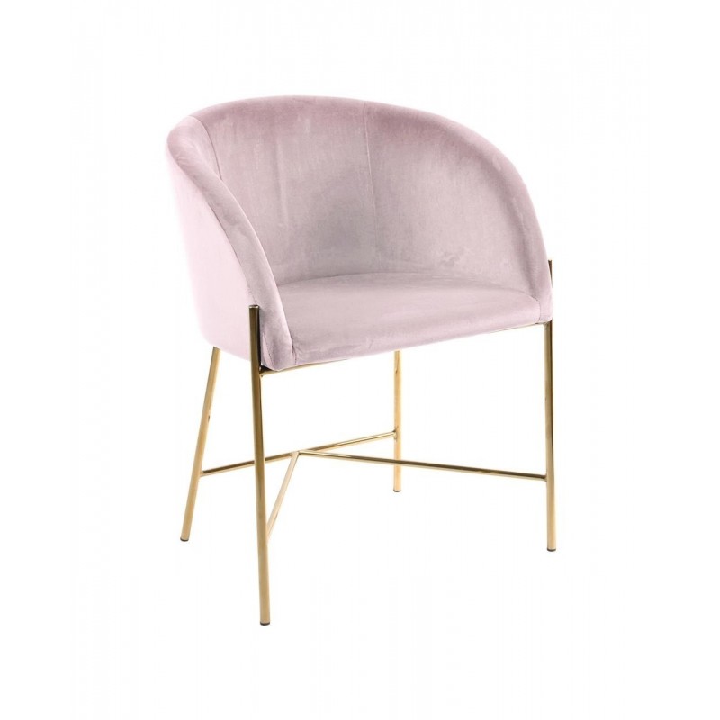Nelson armstol - Rosa velour/Guld