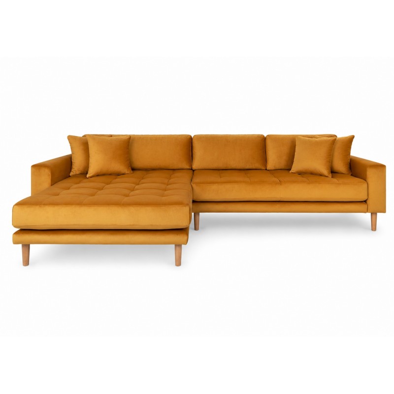 Lido - Venstrevendt Chaiselongsofa - Sennepsgul velour