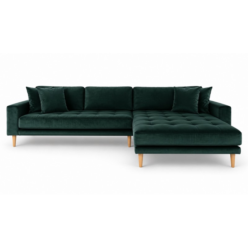 Lido - Højrevendt Chaiselongsofa - Grøn velour