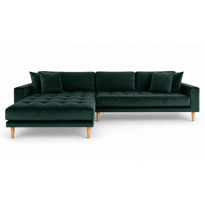 Lido chaiselongsofa i grøn velour venstrevendt