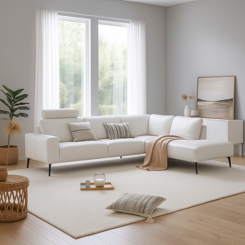 Hjort Knudsen Copenhagen Hvid læder Hjørnesofa Højrevendt