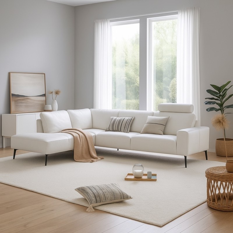 Hjort Knudsen Copenhagen Hvid læder Hjørnesofa Venstrevendt