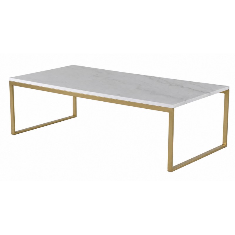 Estelle Ægte hvid Marmor Sofabord med messingben - 120 x 60cm