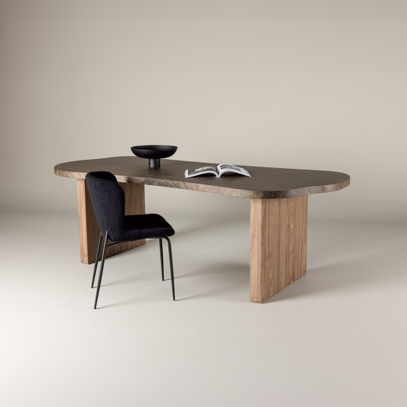 VIND KOLLEKTION Eleonora spisebord, organisk - brun marmor look MDF (100x230)
