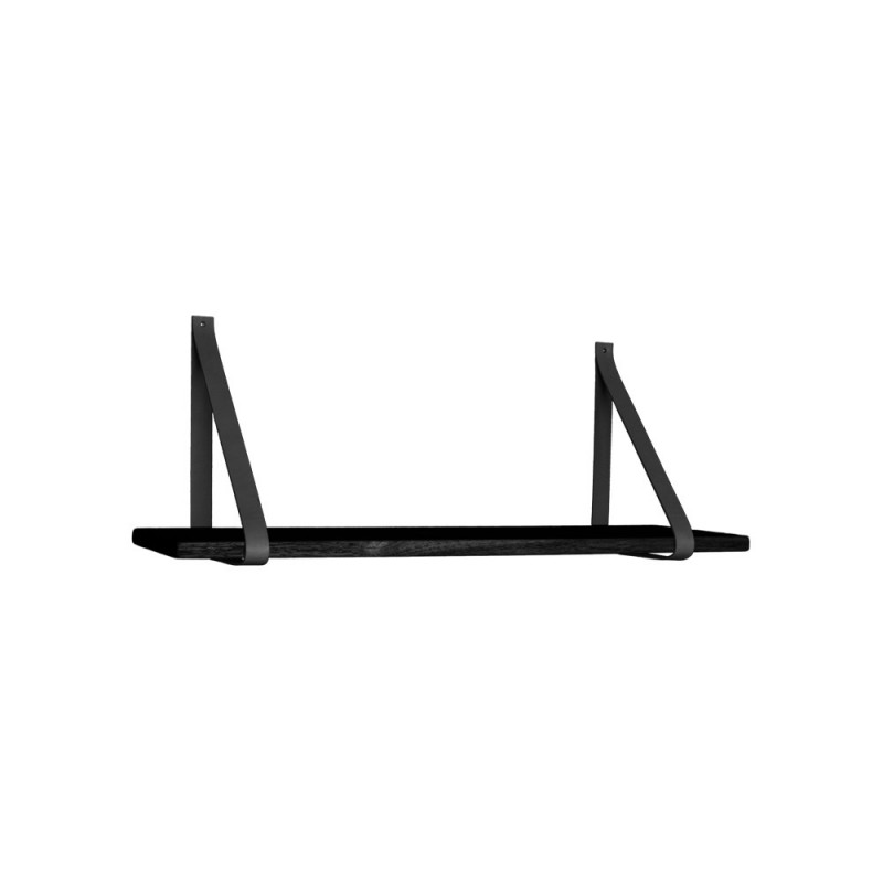 House Nordic - Forno Hylde - sort med sorte læderstropper, 80x20 cm