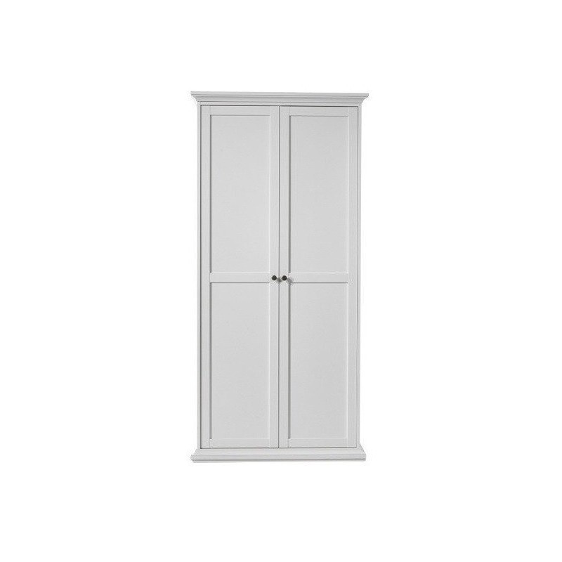 Garderobeskab 2-dørs Vesterholm Nora - hvid, H200 x B96 x D60 cm, spånplade FSC, tøjstang & hylder
