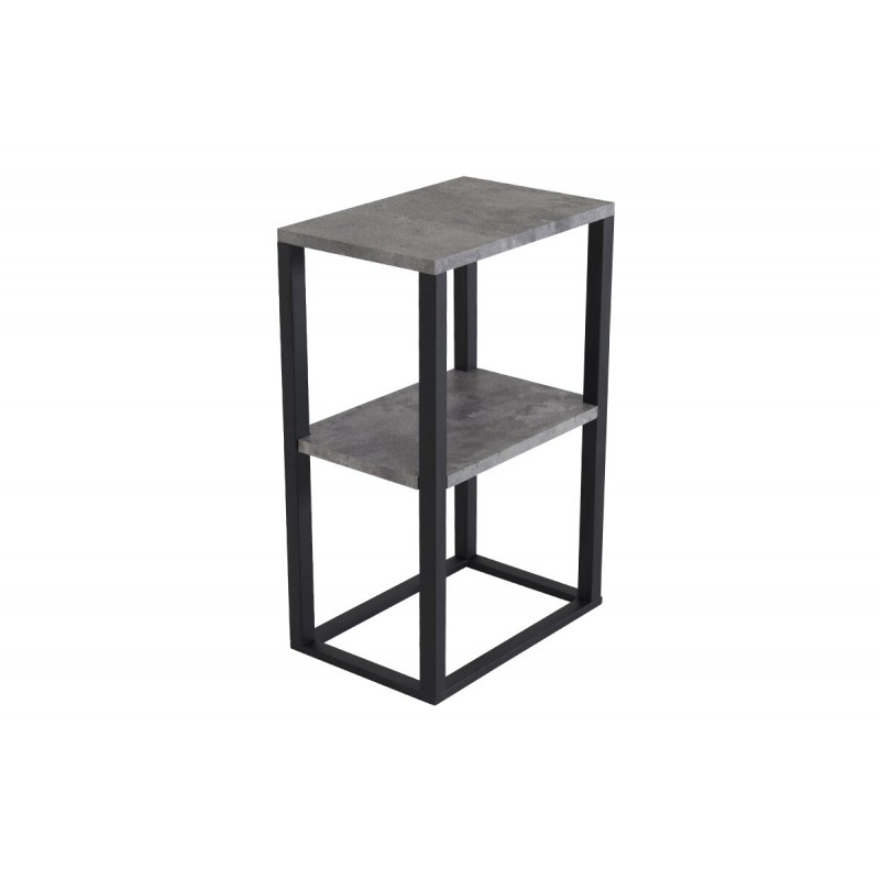 VENTURE DESIGN Rise sidebord, m. 1 hylde - betongrå papirlaminat og sort stål (45x30)