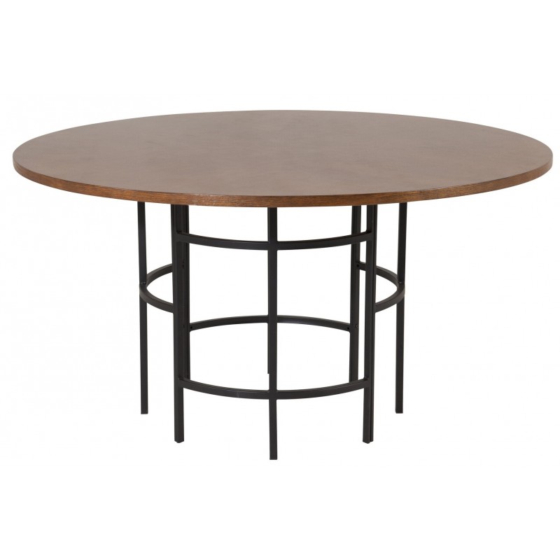 VENTURE DESIGN Copenhagen spisebord - brun MDF og sort metal (Ø140)