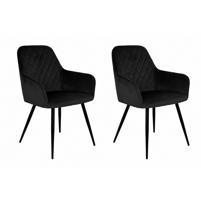 2 x Milas Spisebordsstol - Sort velour