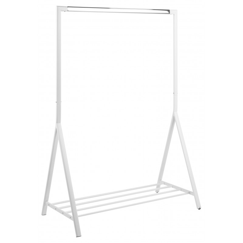 Garderobestativ og tøjstativ Signature Tenaya hvidt pulverlakeret stål med hylde H165xB117xD59 cm