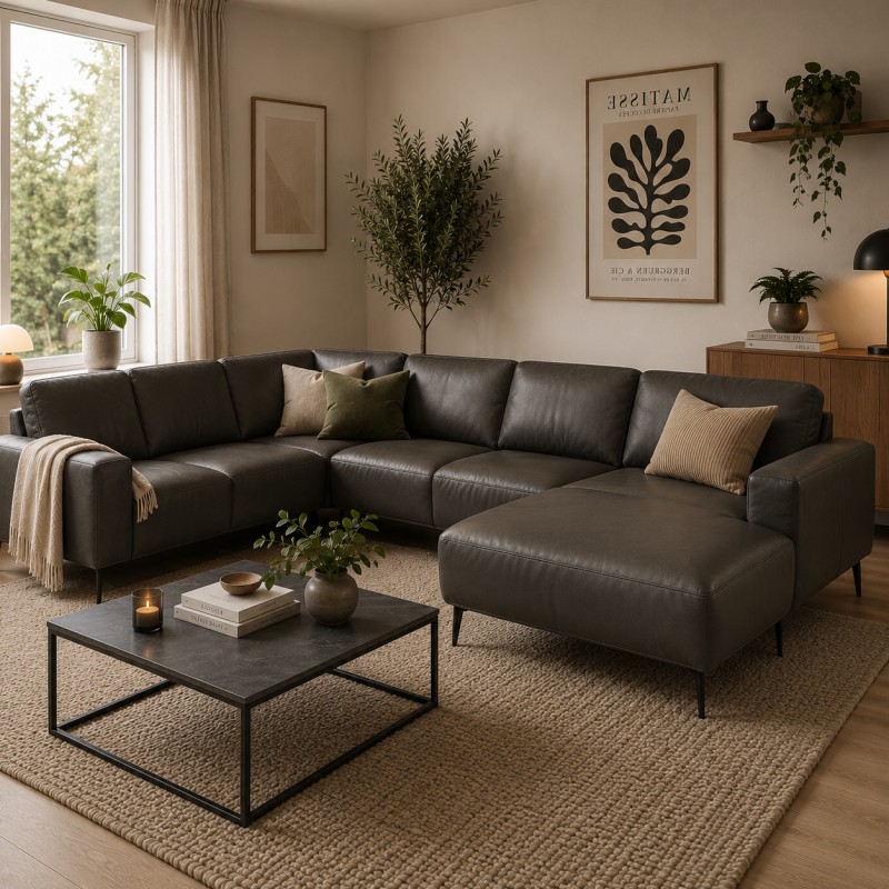 Hjort Knudsen Copenhagen Læderhjørnesofa Højrevendt