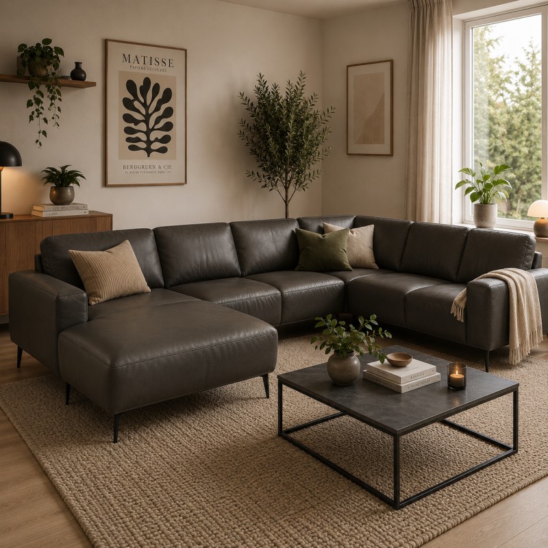 Hjort Knudsen Copenhagen Læderhjørnesofa venstrevendt