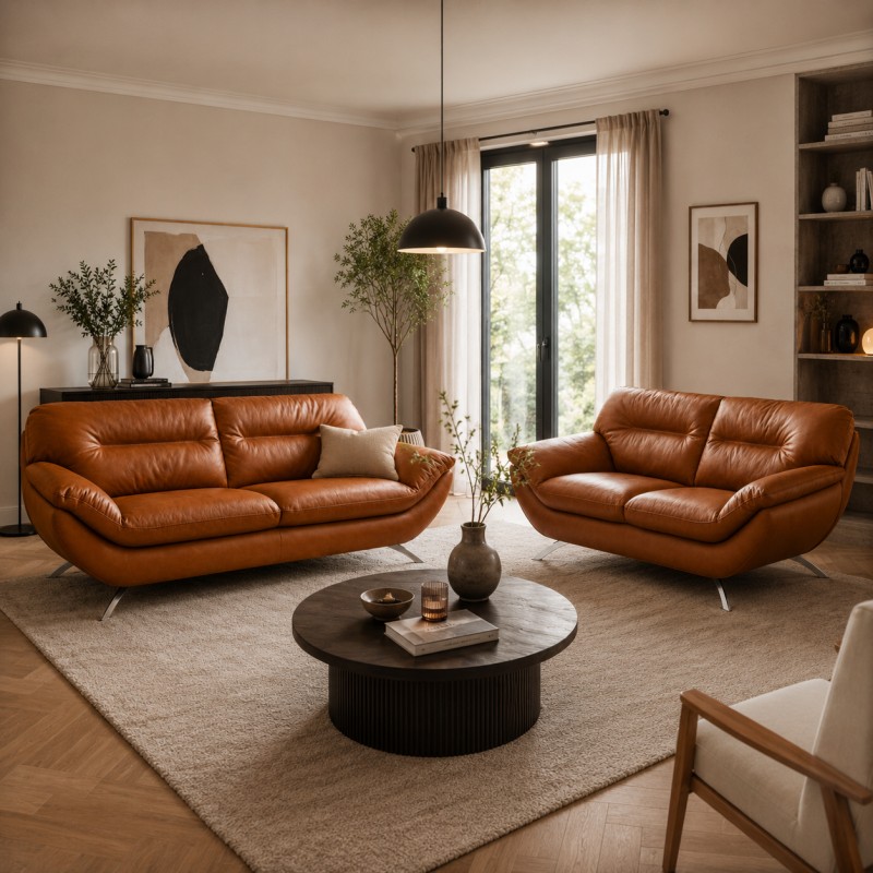 Hjort Knudsen Taastrup 3 + 2 pers lædersofa