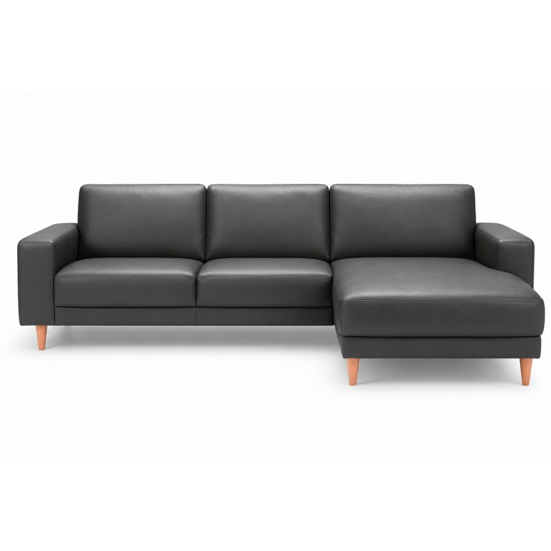 Hjort Knudsen Hadsten Læder chaiselong sofa Højrevendt