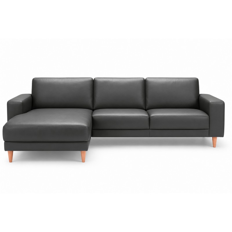 Hjort Knudsen Hadsten Læder chaiselong sofa Venstrevendt