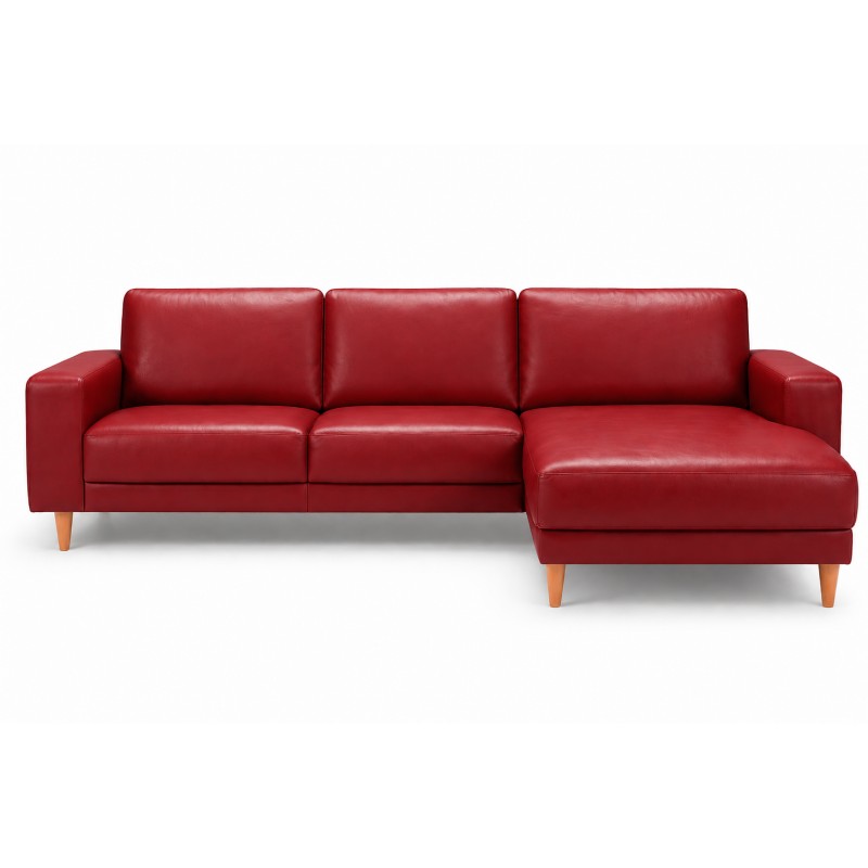 Hjort Knudsen Hadsten Læder chaiselong sofa Højrevendt