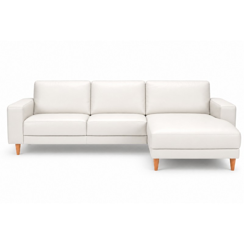 Hjort Knudsen Hadsten hvid Læder chaiselong sofa Højrevendt