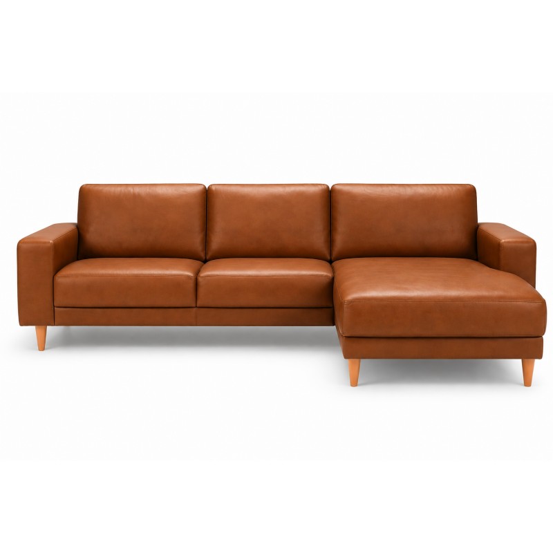 Hjort Knudsen Hadsten Læder chaiselong sofa Højrevendt