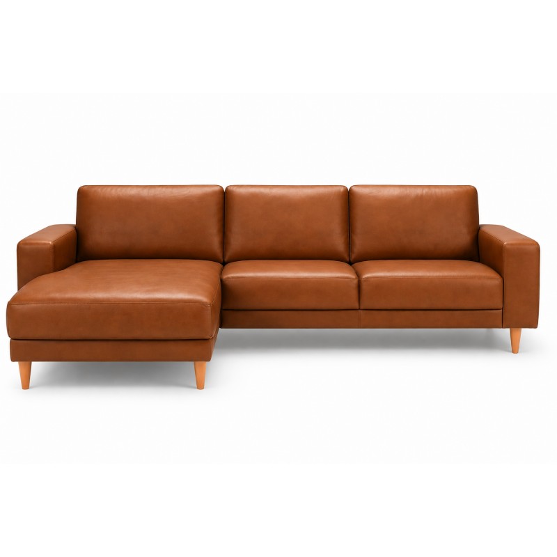 Hjort Knudsen Hadsten Læder chaiselong sofa Venstrevendt