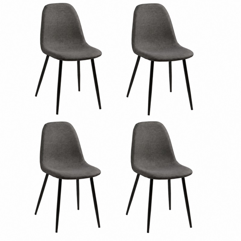Spisebordsstol Signature Valona grå Sawana stof med mat sort stel 84x44,5x56 cm