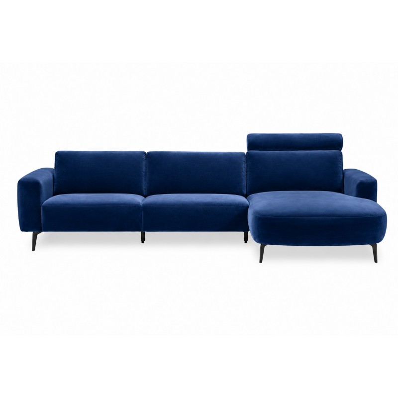 Hjort Knudsen Lolland Chaiselong sofa Blå velour - Højrevendt