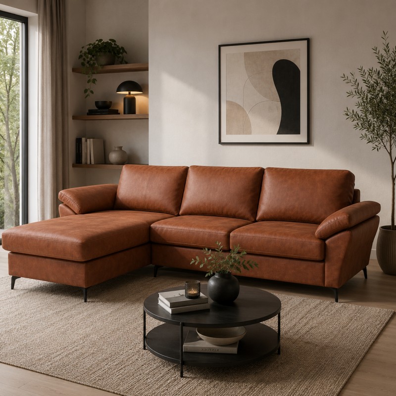 Hjort Knudsen ﻿Padborg Chaiselongsofa med Elektrisk Recliner – Kentucky Læder- Venstrevendt