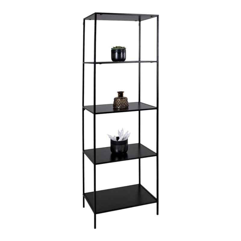 Reol med sort ramme og 5 sorte hylder 51x36x170 cm - 3001070