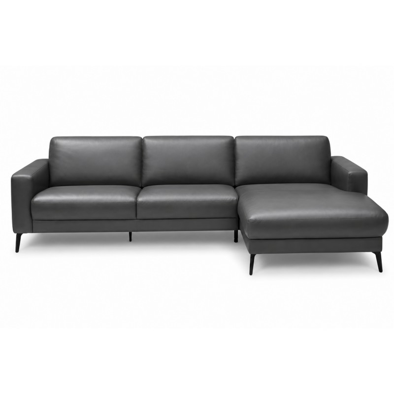 Hjort Knudsen Esbjerg læder chaiselongsofa højrevendt