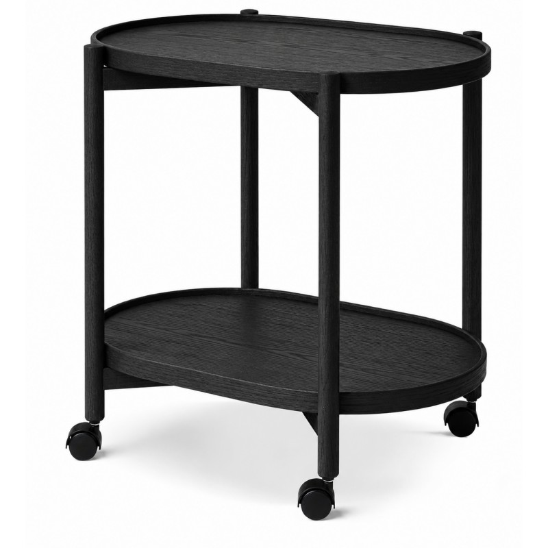 Thomsen Furniture - James Rullebord Sort Bejs egetræ eg 60x40 cm med Hjul