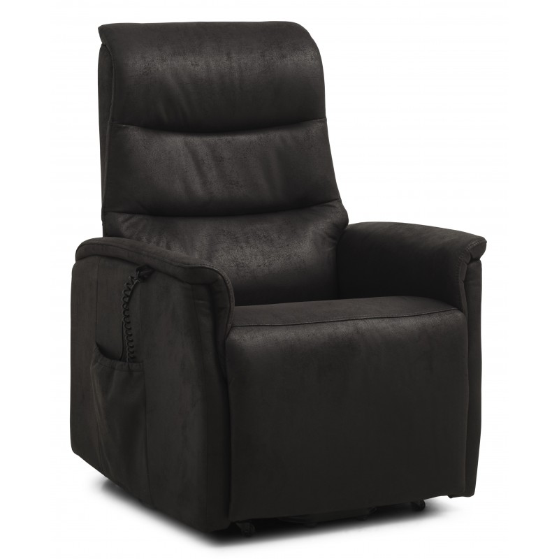 Max lænestol med elektrisk recliner og løftefunktion – Onyx Black Micro læder Bull